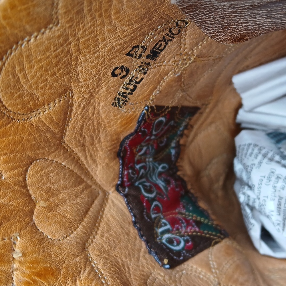 Old Gringo Two-Tone Brown Floral Embroidered Heeled Cowboy Boots - Picture 7 of 16